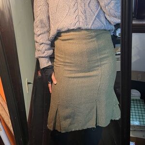 Lux Olive Pencil Skirt Warm Wool Material Size S/M